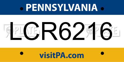 LCR6216 Pennsylvania License Plate