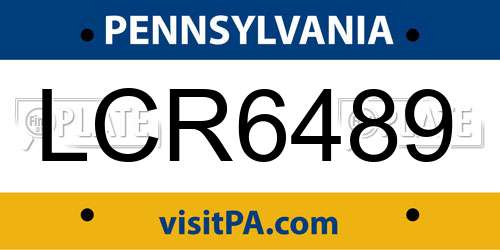 LCR6489 Pennsylvania License Plate