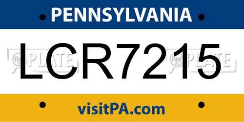 LCR7215 Pennsylvania License Plate