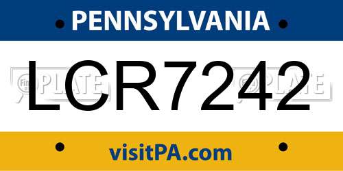 LCR7242 Pennsylvania License Plate