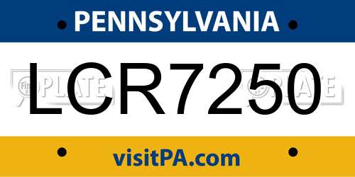 LCR7250 Pennsylvania License Plate
