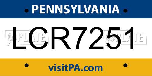 LCR7251 Pennsylvania License Plate