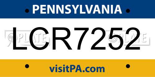 LCR7252 Pennsylvania License Plate