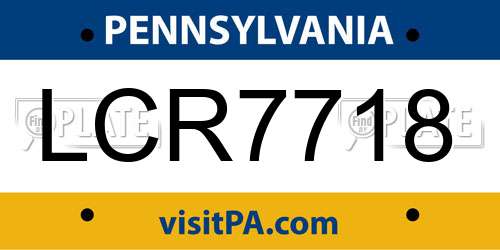 LCR7718 Pennsylvania License Plate