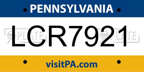 LCR7921 Pennsylvania License Plate