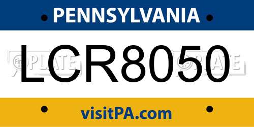 LCR8050 Pennsylvania License Plate