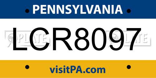 LCR8097 Pennsylvania License Plate