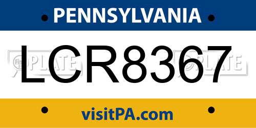 LCR8367 Pennsylvania License Plate