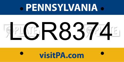 LCR8374 Pennsylvania License Plate