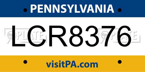 LCR8376 Pennsylvania License Plate