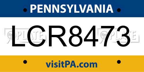 LCR8473 Pennsylvania License Plate