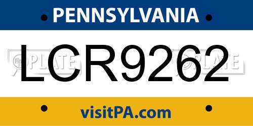 LCR9262 Pennsylvania License Plate