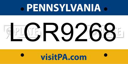 LCR9268 Pennsylvania License Plate