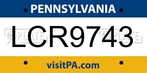 LCR9743 Pennsylvania License Plate
