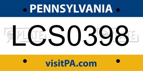 LCS0398 Pennsylvania License Plate