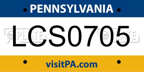 LCS0705 Pennsylvania License Plate