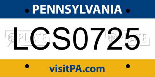 LCS0725 Pennsylvania License Plate