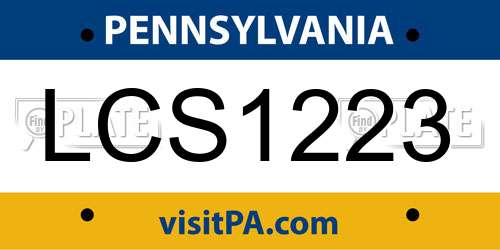 LCS1223 Pennsylvania License Plate