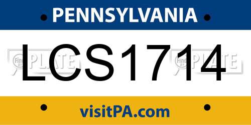 LCS1714 Pennsylvania License Plate