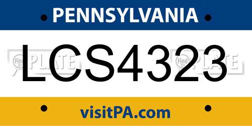 LCS4323 Pennsylvania License Plate