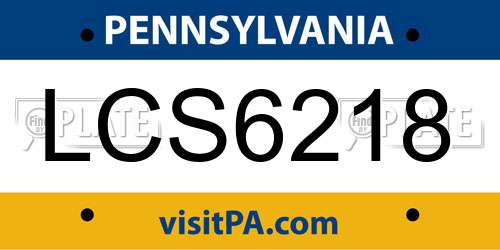 LCS6218 Pennsylvania License Plate