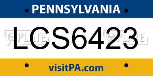 LCS6423 Pennsylvania License Plate
