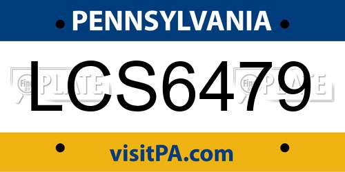 LCS6479 Pennsylvania License Plate