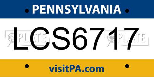 LCS6717 Pennsylvania License Plate