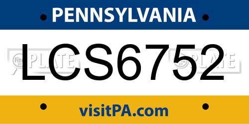 LCS6752 Pennsylvania License Plate