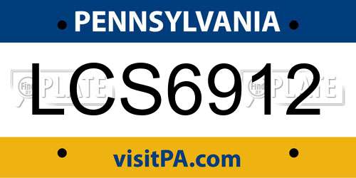 LCS6912 Pennsylvania License Plate