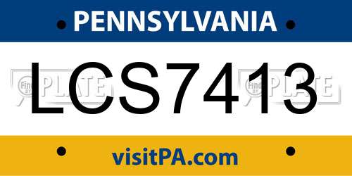 LCS7413 Pennsylvania License Plate