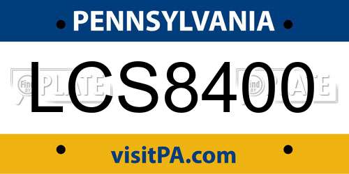 LCS8400 Pennsylvania License Plate