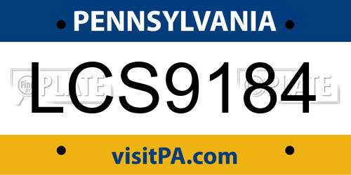 LCS9184 Pennsylvania License Plate