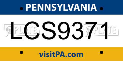 LCS9371 Pennsylvania License Plate