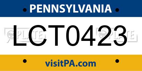 LCT0423 Pennsylvania License Plate