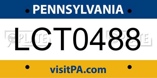 LCT0488 Pennsylvania License Plate