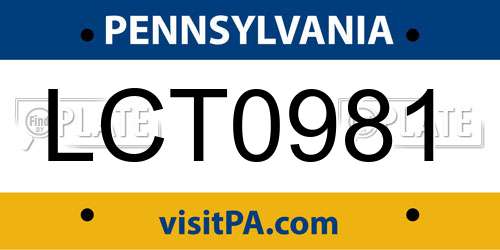 LCT0981 Pennsylvania License Plate