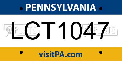 LCT1047 Pennsylvania License Plate