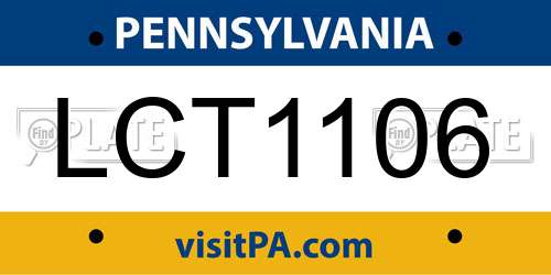 LCT1106 Pennsylvania License Plate