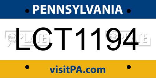 LCT1194 Pennsylvania License Plate