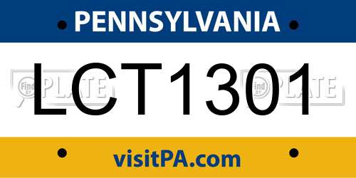 LCT1301 Pennsylvania License Plate