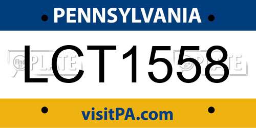 LCT1558 Pennsylvania License Plate