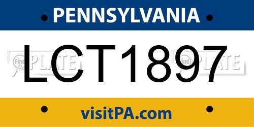 LCT1897 Pennsylvania License Plate