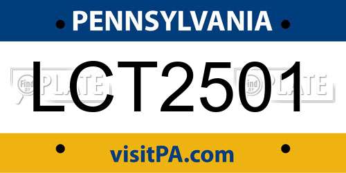 LCT2501 Pennsylvania License Plate