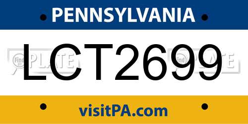 LCT2699 Pennsylvania License Plate
