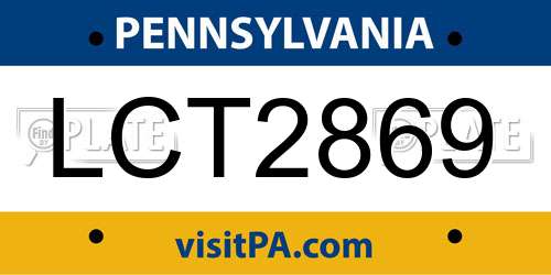 LCT2869 Pennsylvania License Plate