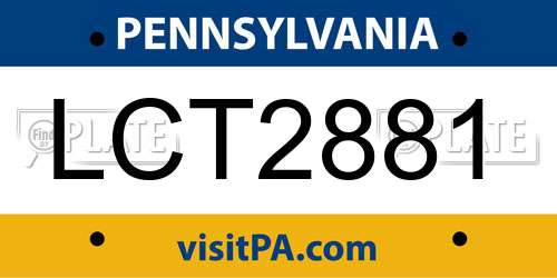 LCT2881 Pennsylvania License Plate