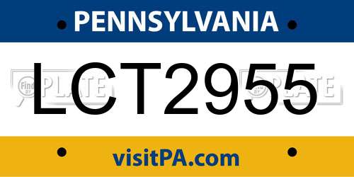 LCT2955 Pennsylvania License Plate