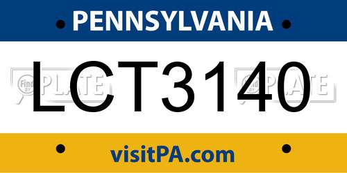 LCT3140 Pennsylvania License Plate
