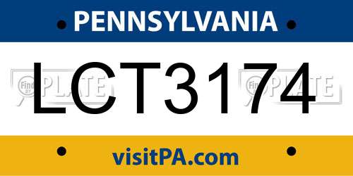LCT3174 Pennsylvania License Plate